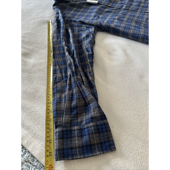 Vintage Towncraft Flannel Shirt Men's Large Rever River Blue Plaid Long Sleeve - Picture 7 of 11